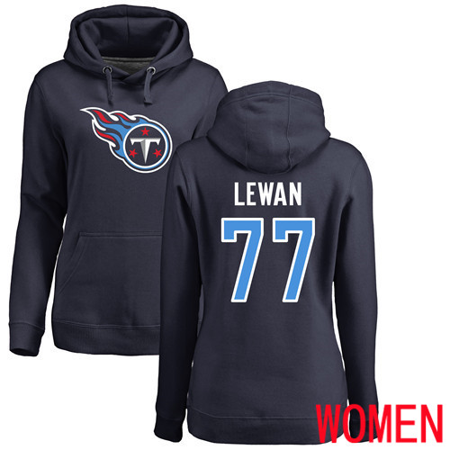 Tennessee Titans Navy Blue Women Taylor Lewan Name and Number Logo NFL Football #77 Pullover Hoodie Sweatshirts->women nfl jersey->Women Jersey